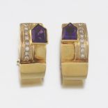 Pair of Amethyst and Diamond Earrings