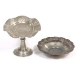 Persian Safavid Style Silvered Metal Tazza and Bowl