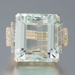 A Huge 71 Carat Aquamarine and Diamond Ring