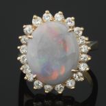 Ladies' Gold, Opal and Diamond Ballerina Ring