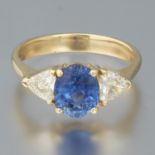 Ladies' Gold, Blue Sapphire and Diamond Ring