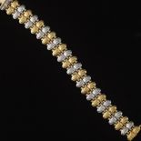Vintage Two-Tone Gold Textured Lapis Bracelet