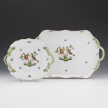 Two Herend Porcelain Platters, "Rothschild Birds" Pattern