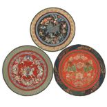 Three Chinese Silk Embroidered Badges