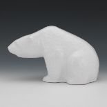 German Art Pottery Polar Bear Sculpture, by D. Liedke