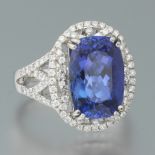 Ladies' Platinum, Tanzanite and Diamond Ring, GIA Report