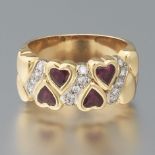 Ladies' Ruby Heart and Diamond Band