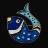 David Andersen Norway Sterling Silver and Enamel Whale Pin/Brooch