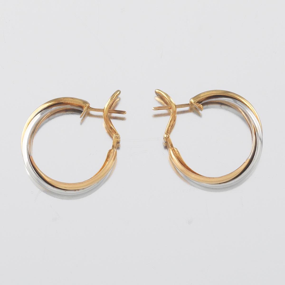 Pair of Cartier-Style Trinity Gold Hoop Earrings - Image 5 of 7