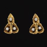 Ladies' Vintage Gold and Diamond Pair of Earrings
