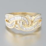 Ladies' Gold and Diamond Scroll Ring