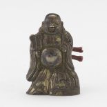 Japanese Silvered Bronze Netsuke of Standing Laughing Buddha