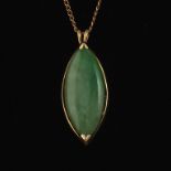 Ladies' Vintage Gold and Green Jade Pendant on Chain