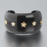 Carved Onyx and Diamond Cuff Bracelet