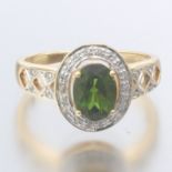 Ladies' Gold, Natural Peridot and Diamond Cocktail Ring, Carte Blue PGSL Report 450800057