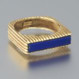 Vintage 18K Gold and Lapis Lazuli Saddle Ring