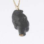 Italian 18k Gold Baby Mariner Link Chain with Blackamoor Charm Pendant