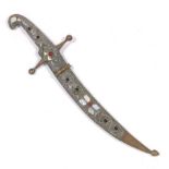 Ottoman Style Dagger with Mixed Metals, Mother-of-Pearl and Bejeweled Sheath and Handle