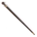 Victorian Impressive Walnut, Ebony and Silvered Brass Walking Stick with Concealed Stiletto, by Pin