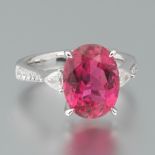 Ladies' Pink Tourmaline and Diamond Ring