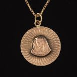 Gold Madonna Ecclesiastical Medallion on Chain