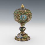 Chinese ChamplevÃ© and CloisonnÃ© Enamel Temple Incense Burner with Cover