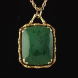 Ladies' Italian Gold and Green Jade Pendant on Chain