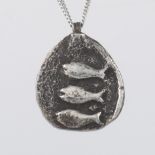 Sterling Silver FAH Spiritual Triple Fish Pendant on Chain