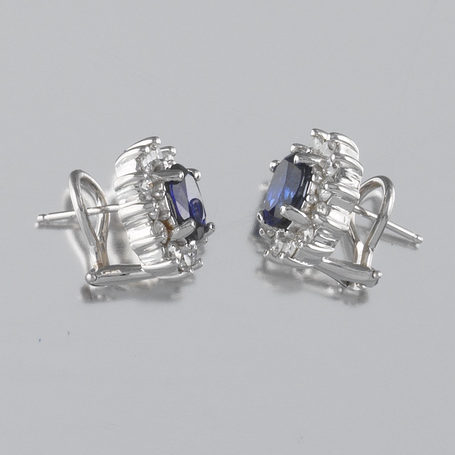 Ladies' Gold, Blue Sapphire and Diamond Pair of Earrings - Image 3 of 6