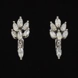 A Pair of Marquis Cluster Diamond Earrings