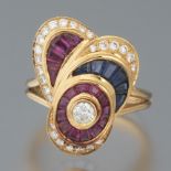 Ladies' Yellow Gold, Diamond and Gemstone Ring