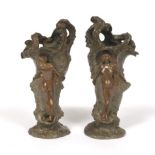 Pair of Carl Kauba Art Nouveau Bronze Vases