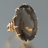 Ladies' Retro Oversized Gold and Smoky Quartz Ring