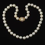 Ladies' Baroque Pearl Necklace with 18k Gold and Diamond Clasp