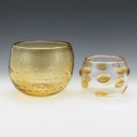 Two Blenko Vintage Amber Glass Bowls