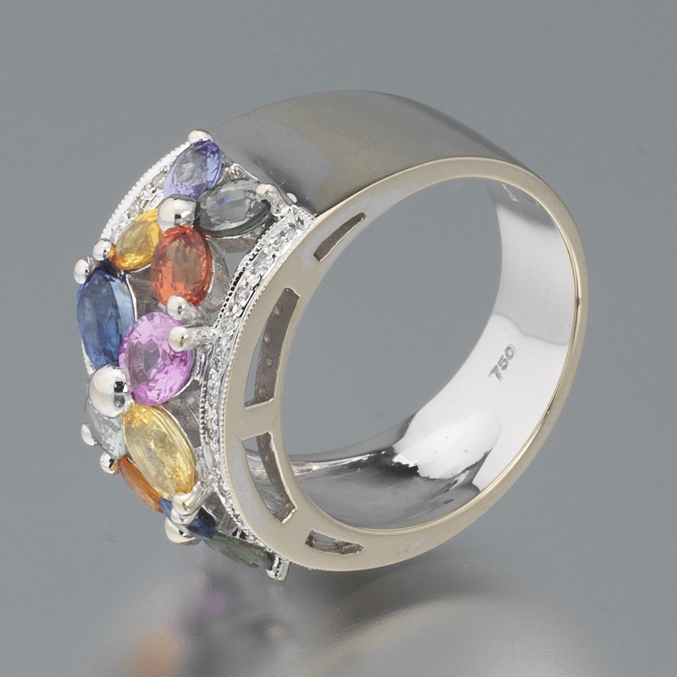 Ladies' Color Sapphire, Diamond and Gold Ring - Image 7 of 8