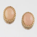 Vintage Gold and Angel Skin Coral Pair of Earrings