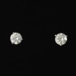 Ladies' Pair of Gold and 0.95 ct Total Diamond "Martini Glass" Ear Studs