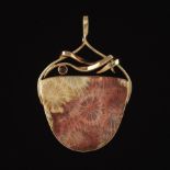 Indonesian Fossil Coral and Garnet Pendant