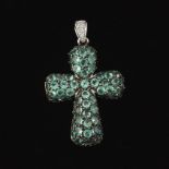 Levian Gold, Diamond and Green Topaz Cross Pendant