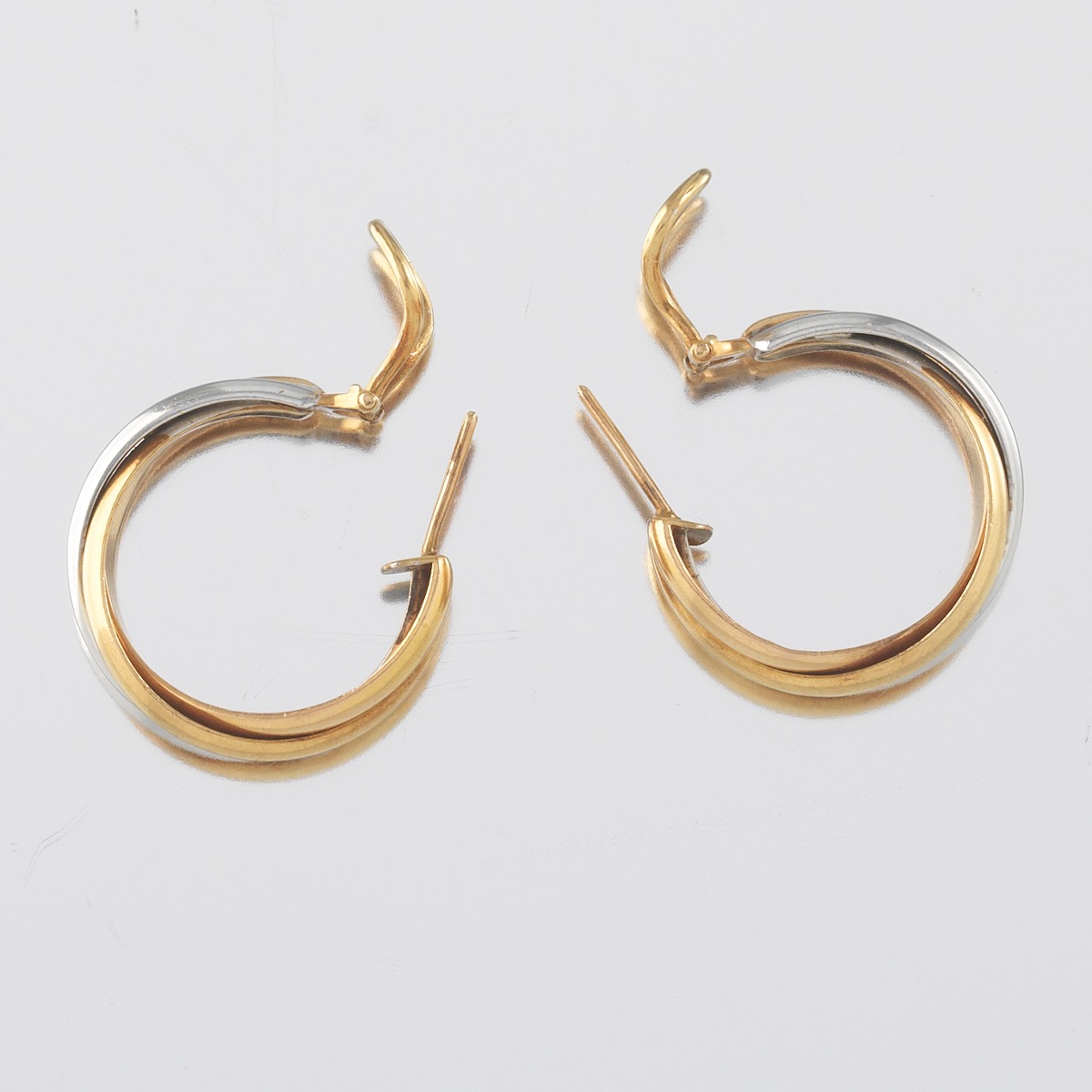 Pair of Cartier-Style Trinity Gold Hoop Earrings - Image 6 of 7