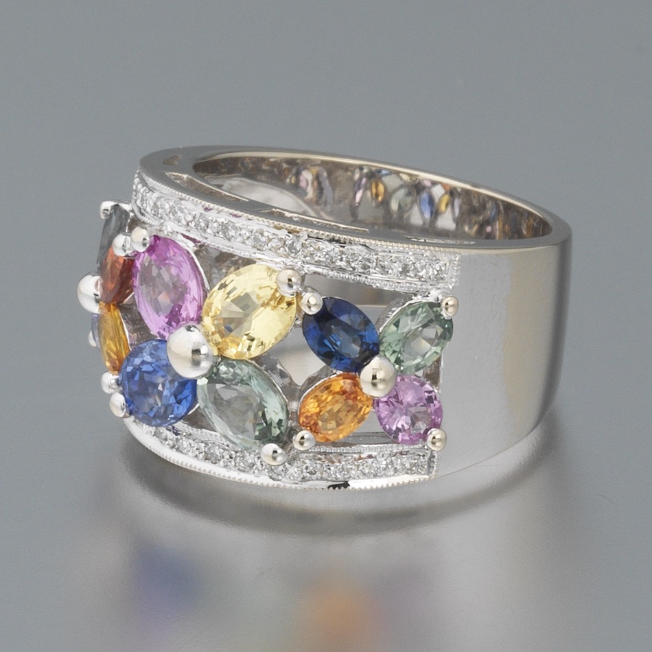 Ladies' Color Sapphire, Diamond and Gold Ring - Image 3 of 8