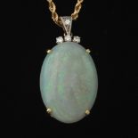 Ladies' Gold, 12 Ct Opal and Diamond Pendant on Chain