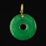 Carved Jadeite Bi Disk Pendant