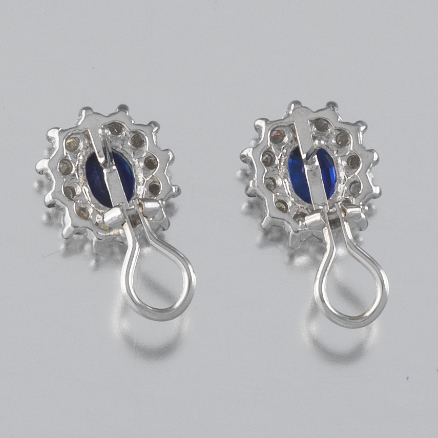 Ladies' Gold, Blue Sapphire and Diamond Pair of Earrings - Image 6 of 6
