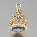 Early Victorian Gold and Carved Onyx Fob Pendant