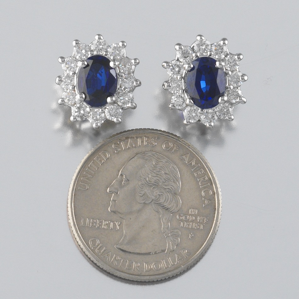 Ladies' Gold, Blue Sapphire and Diamond Pair of Earrings - Image 2 of 6