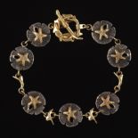 14k Gold and Sand Dollar and Starfish Bracelet