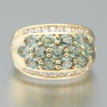 Ladies' Green Sapphire and Clear Topaz Ring