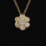 Ladies' Gold and Diamond Floral Pendant on Chain